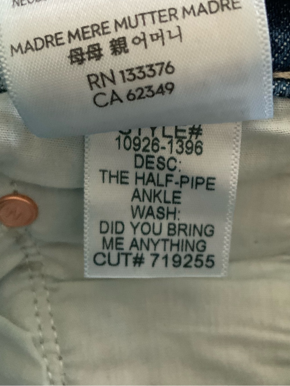 MOTHER SUPERIOR Jeans Half-Pipe Ankle Did You Bring Me Anything Blue Size 28 - Picture 11 of 13